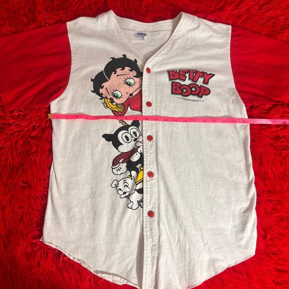 Vintage 1990s Betty Boop All Stars Baseball Freeze Button Up Jersey Large - Picture 2 of 4